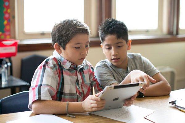 Two boys on a tablet