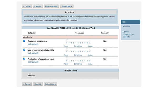 Direct Behavior Ratings (DBR) screenshot