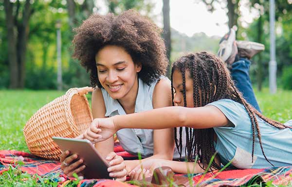 Mother and child reading