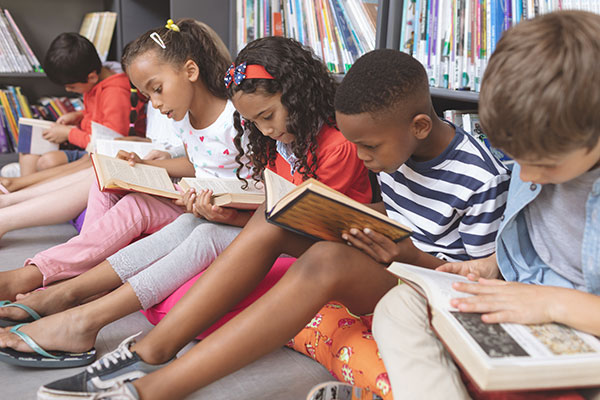 Group of students in library