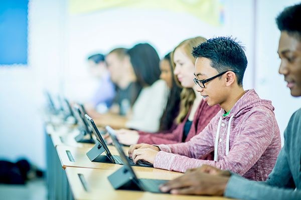 Group of teens tablets