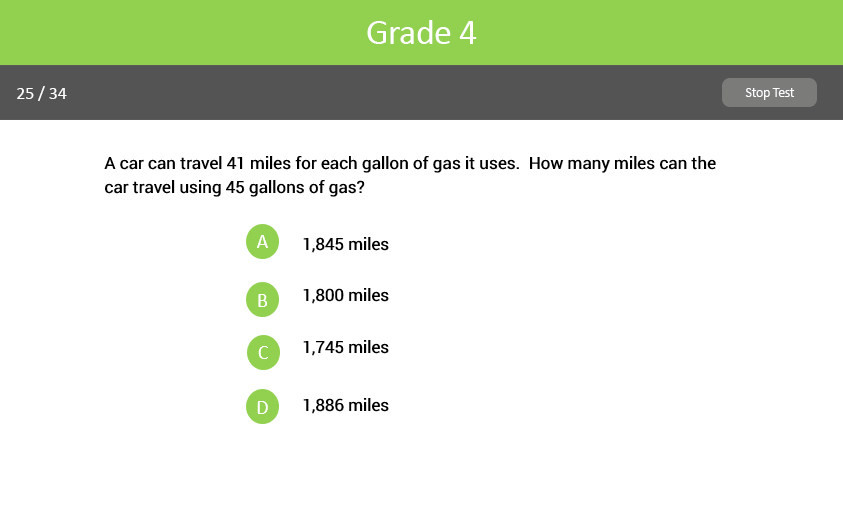 Grade 4 test Sample screenshot