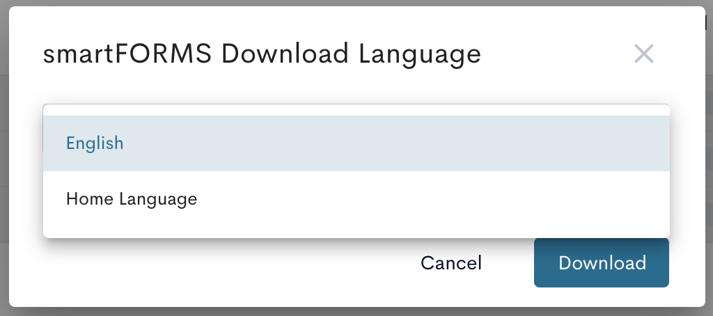 eduCLIMBER smartFORMS Download Language